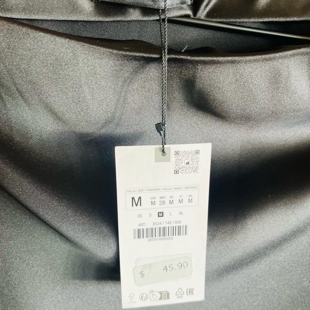 Zara NWT Black Satin Slip Skirt - Women - Picture 3 of 3